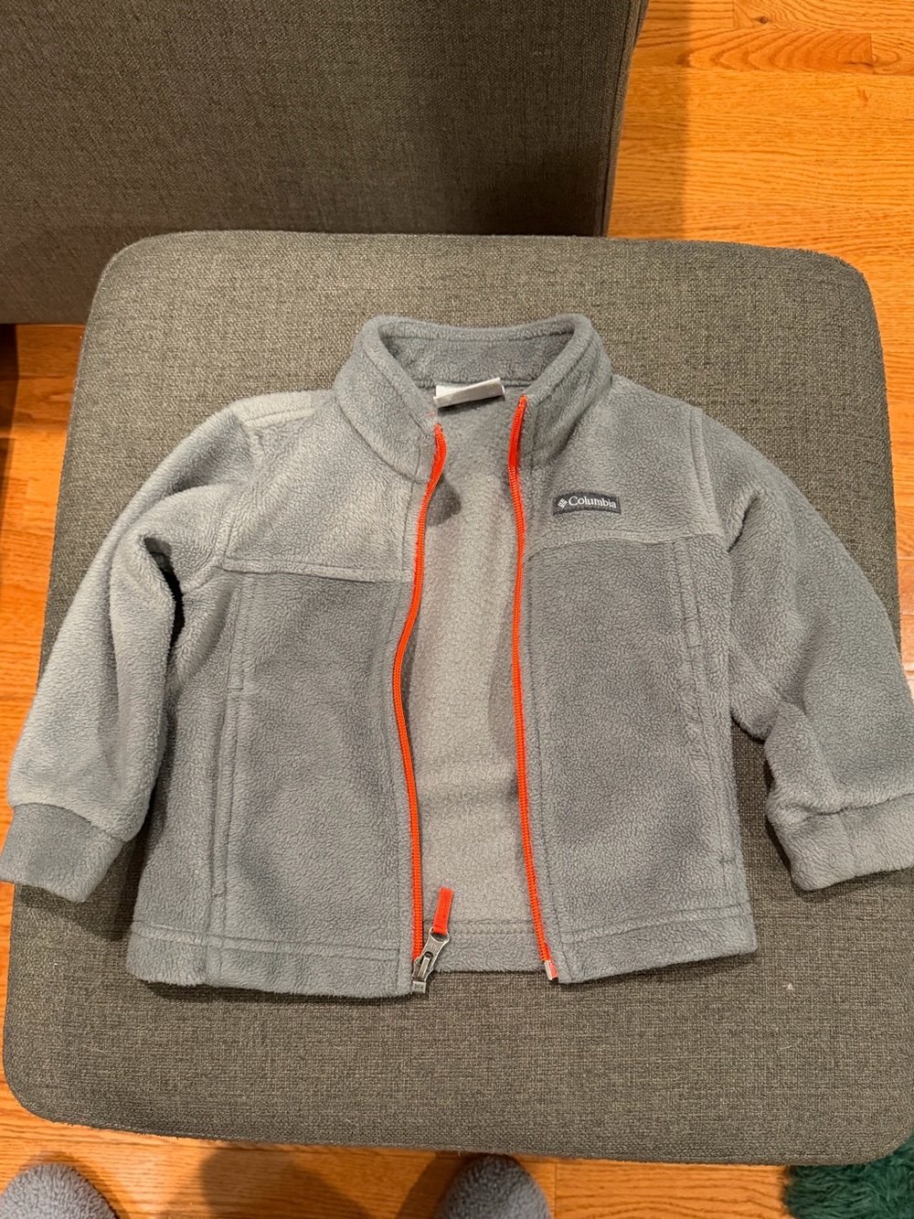 Columbia Kids Gray Fleece Jacket with Orange Zipper